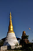 Inle Lake Myanmar. Indein, a cluster of ancient stupas  ruined and overgrown with bushes, just behind the village.